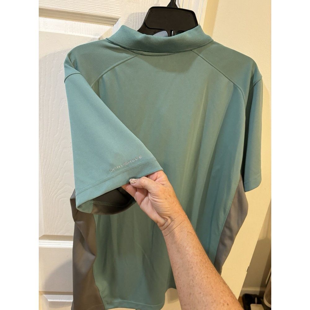 Columbia Short Sleeve Polo Men's Sz L Omni- Shade Gray & Green - Picture 3 of 7